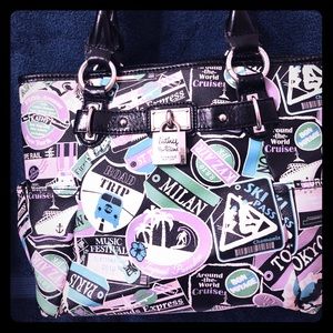 Kathy Van Zeeland Shoulder Bag with travel theme